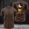 Louis Vuitton Mickey Mouse Brown Baseball Jersey