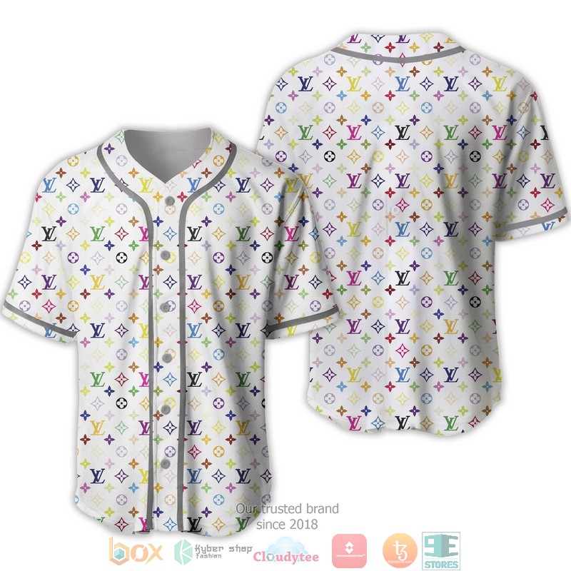 Louis Vuitton Multicolors Lv White Baseball Jersey Louis Vuitton Multicolors Lv White Baseball Jersey