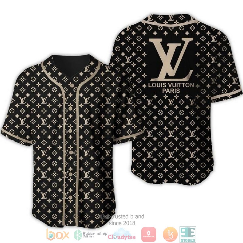 Louis Vuitton Paris Black Pattern Baseball Jersey Louis Vuitton Paris Black Pattern Baseball Jersey