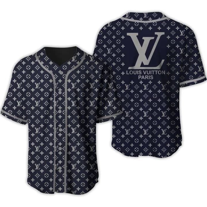 Louis Vuitton Paris Lv Blue Baseball Jersey Louis Vuitton Paris Lv Blue Baseball Jersey