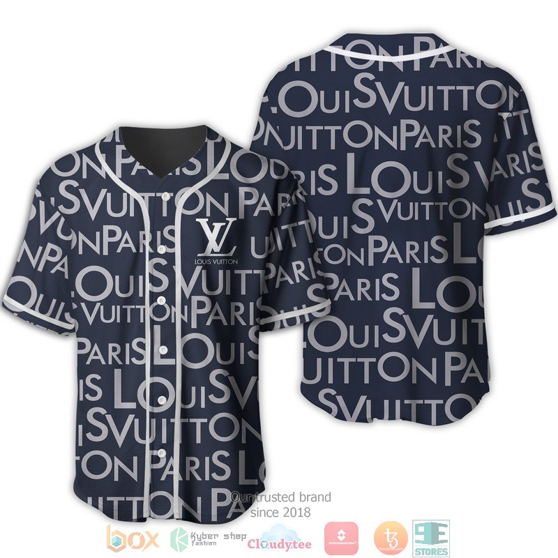 Louis Vuitton Silver Letter Navy Baseball Jersey Louis Vuitton Silver Letter Navy Baseball Jersey