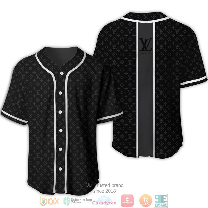 Louis Vuitton Silver Line Black Baseball Jersey Louis Vuitton Silver Line Black Baseball Jersey