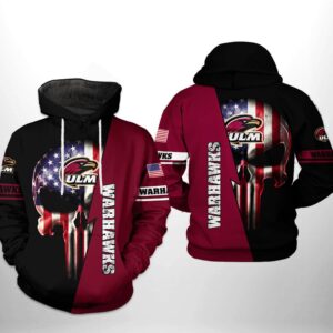 Louisiana Monroe Warhawks NCAA US Flag Skull 3D Printed Hoodie/Zipper Hoodie - 9fc0629e6efd