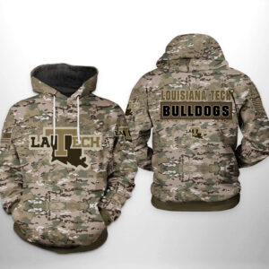 Louisiana Tech Bulldogs NCAA Camo Veteran 3D Printed Hoodie/Zipper Hoodie - eff1dfeeb0e9