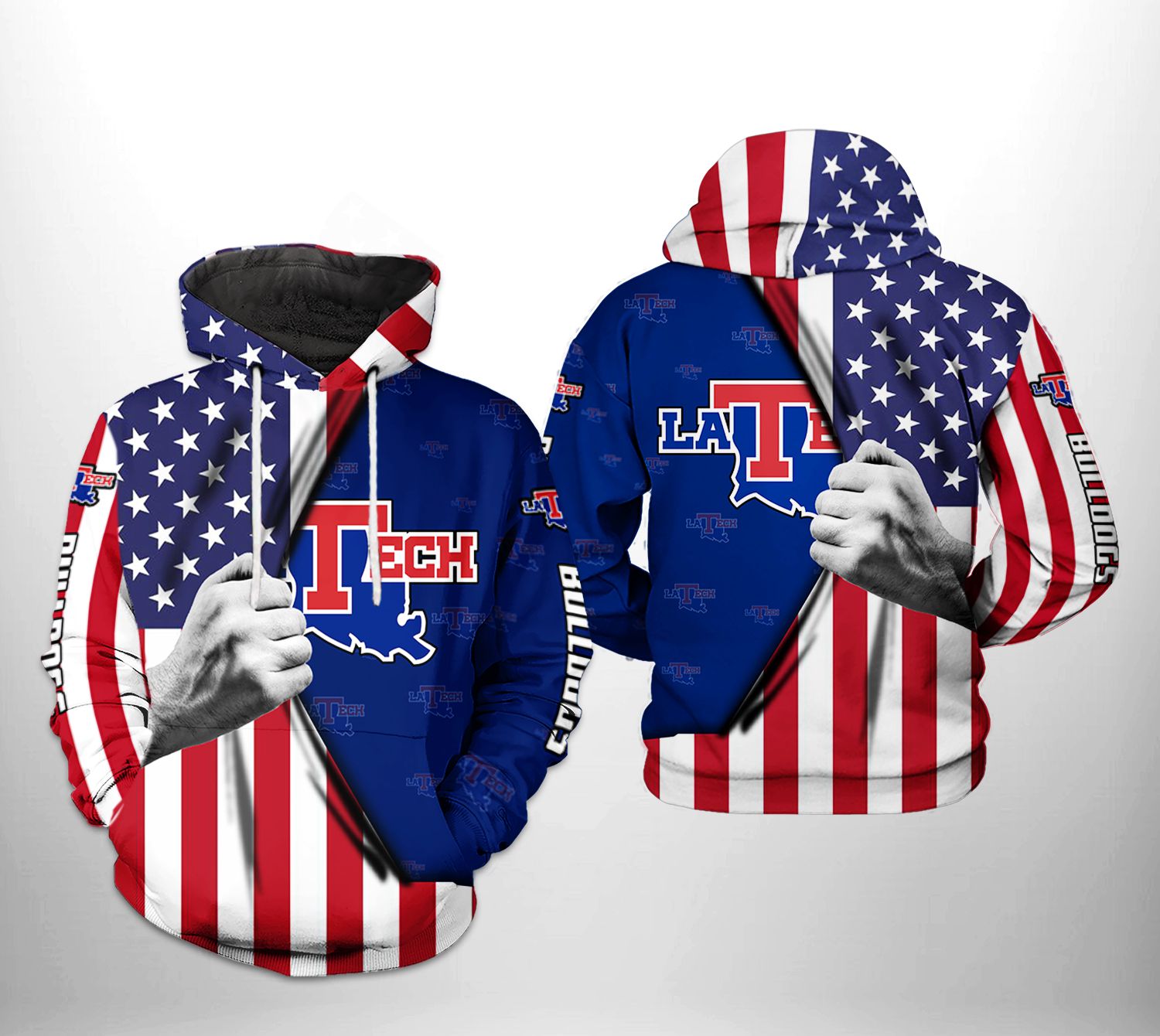 Louisiana Tech Bulldogs NCAA US Flag 3D Printed Hoodie/Zipper Hoodie - d873995f5e7c Louisiana Tech Bulldogs NCAA US Flag 3D Printed Hoodie/Zipper Hoodie - d873995f5e7c