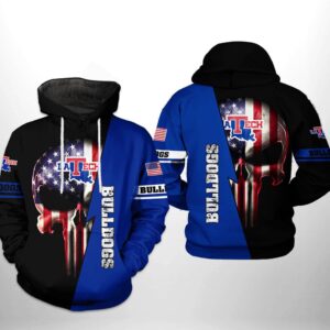 Louisiana Tech Bulldogs NCAA US Flag Skull 3D Printed Hoodie/Zipper Hoodie - 7c3f397741dd