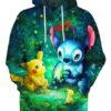 Magic Crystals Stitch Pikachu Stitch Lilo Pokemon Pullover And Zip Pered Hoodies Custom 3D Graphic Printed 3D Hoodie All Over Print Hoodie For Men For Women - 7aca5800f299