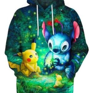 Magic Crystals Stitch Pikachu Stitch Lilo Pokemon Pullover And Zip Pered Hoodies Custom 3d Graphic Printed 3d Hoodie All Over Print Hoodie For Men For Women - c731f1009336