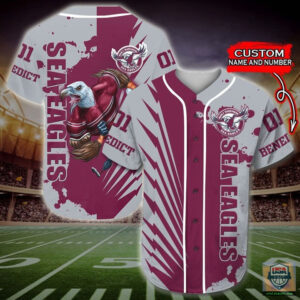 Manly Warringah Sea Eagles Nrl Personalized Baseball Jersey Shirt
