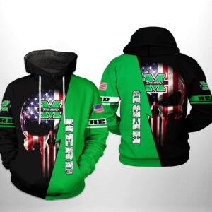 Marshall Thundering Herd NCAA US Flag Skull 3D Printed Hoodie/Zipper Hoodie - 43ee02e4d13d
