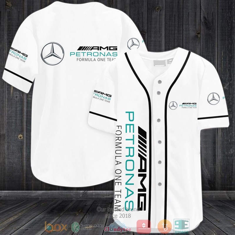 Mercedes Amg Petronas Formula One Team White Baseball Jersey Mercedes Amg Petronas Formula One Team White Baseball Jersey