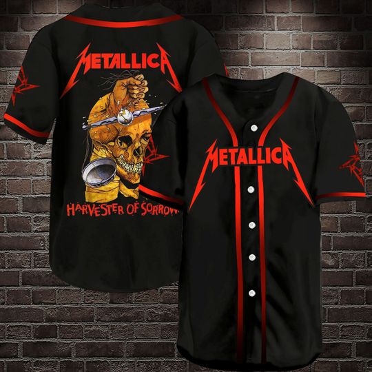 Metallic Harvester Of Sorrow Baseball Jersey Shirt Metallic Harvester Of Sorrow Baseball Jersey Shirt