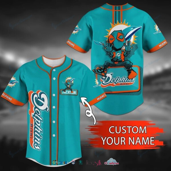 Miami Dolphins Deadpool Personalized Baseball Jersey Shirt Miami Dolphins Deadpool Personalized Baseball Jersey Shirt