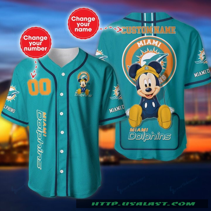 Miami Dolphins Mickey Mouse Personalized Baseball Jersey Shirt Miami Dolphins Mickey Mouse Personalized Baseball Jersey Shirt