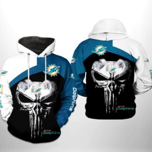 Miami Dolphins NFL Skull Punisher Team 3D Printed Hoodie/Zipper Hoodie - 18fbddacf05a