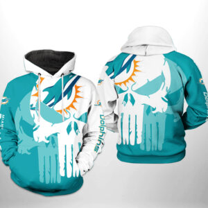 Miami Dolphins NFL Team Skull 3D Printed Hoodie/Zipper Hoodie - 2d19f4366f89