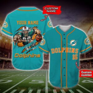 Miami Dolphins Nfl Personalized Baseball Jersey