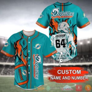 Miami Dolphins Nfl Personalized Light Blue Baseball Jersey Shirt