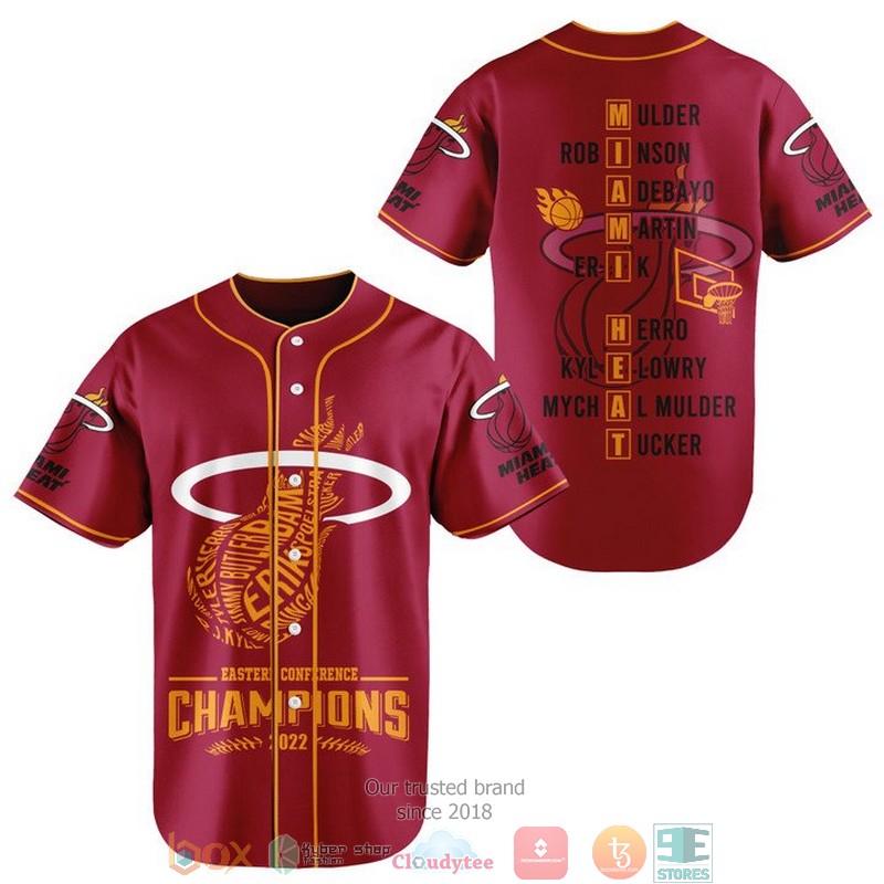 Miami Heat Players Name Logo Eastern Conference Champions 2022 Baseball Jersey Miami Heat Players Name Logo Eastern Conference Champions 2022 Baseball Jersey