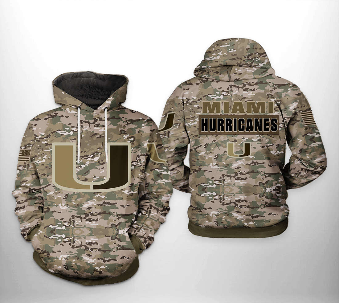 Miami Hurricanes NCAA Camo Veteran 3D Printed Hoodie/Zipper Hoodie - 8368087a36f0 Miami Hurricanes NCAA Camo Veteran 3D Printed Hoodie/Zipper Hoodie - 8368087a36f0