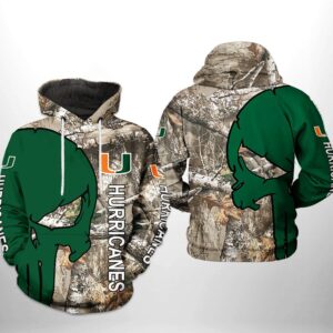 Miami Hurricanes NCAA Camo Veteran Hunting 3D Printed Hoodie/Zipper Hoodie - d60bf21258cb