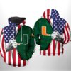 Miami Hurricanes NCAA US Flag 3D Printed Hoodie/Zipper Hoodie - c185af9d8203