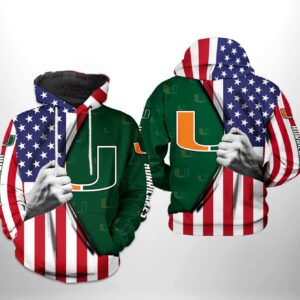 Miami Hurricanes NCAA US Flag 3D Printed Hoodie/Zipper Hoodie - c185af9d8203