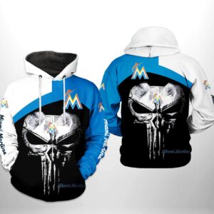 Miami Marlins MLB Skull Punisher 3D Printed Hoodie/Zipper Hoodie - 6b469dcdac6c