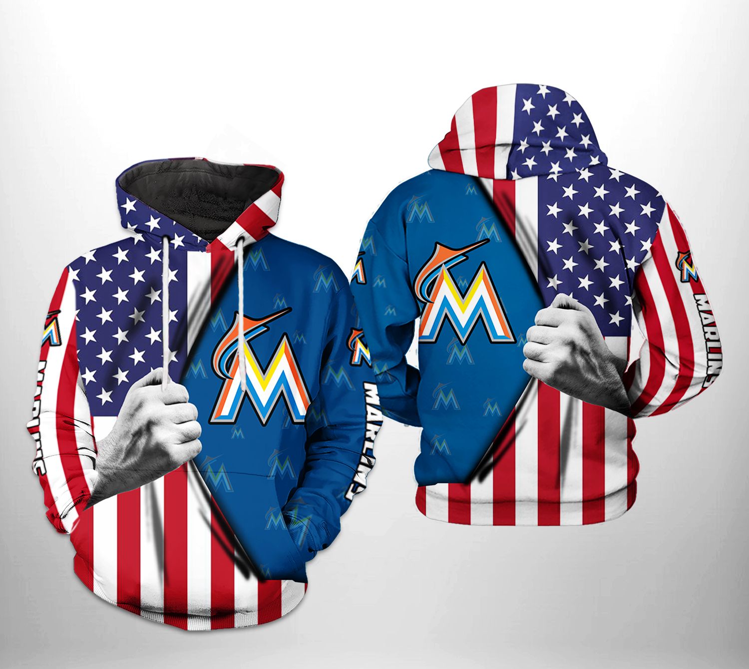 Miami Marlins MLB US Flag 3D Printed Hoodie/Zipper Hoodie - 31aade381950 Miami Marlins MLB US Flag 3D Printed Hoodie/Zipper Hoodie - 31aade381950
