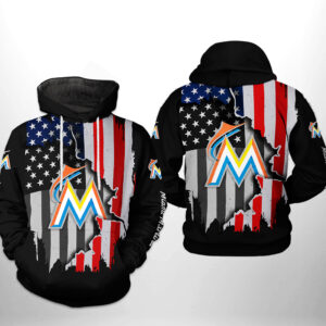 Miami Marlins MLB US Flag 3D Printed Hoodie/Zipper Hoodie - c9baace1d739