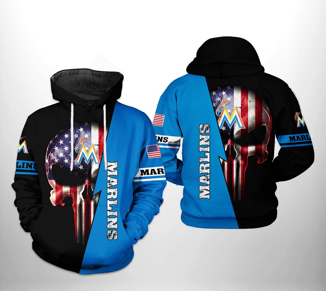 Miami Marlins MLB US Flag Skull 3D Printed Hoodie/Zipper Hoodie - 214ae81e5f04 Miami Marlins MLB US Flag Skull 3D Printed Hoodie/Zipper Hoodie - 214ae81e5f04