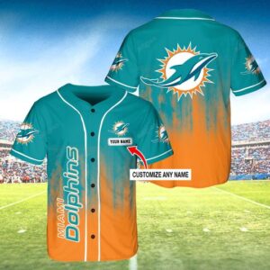Miamo Dolphins Custom Name Baseball Jersey