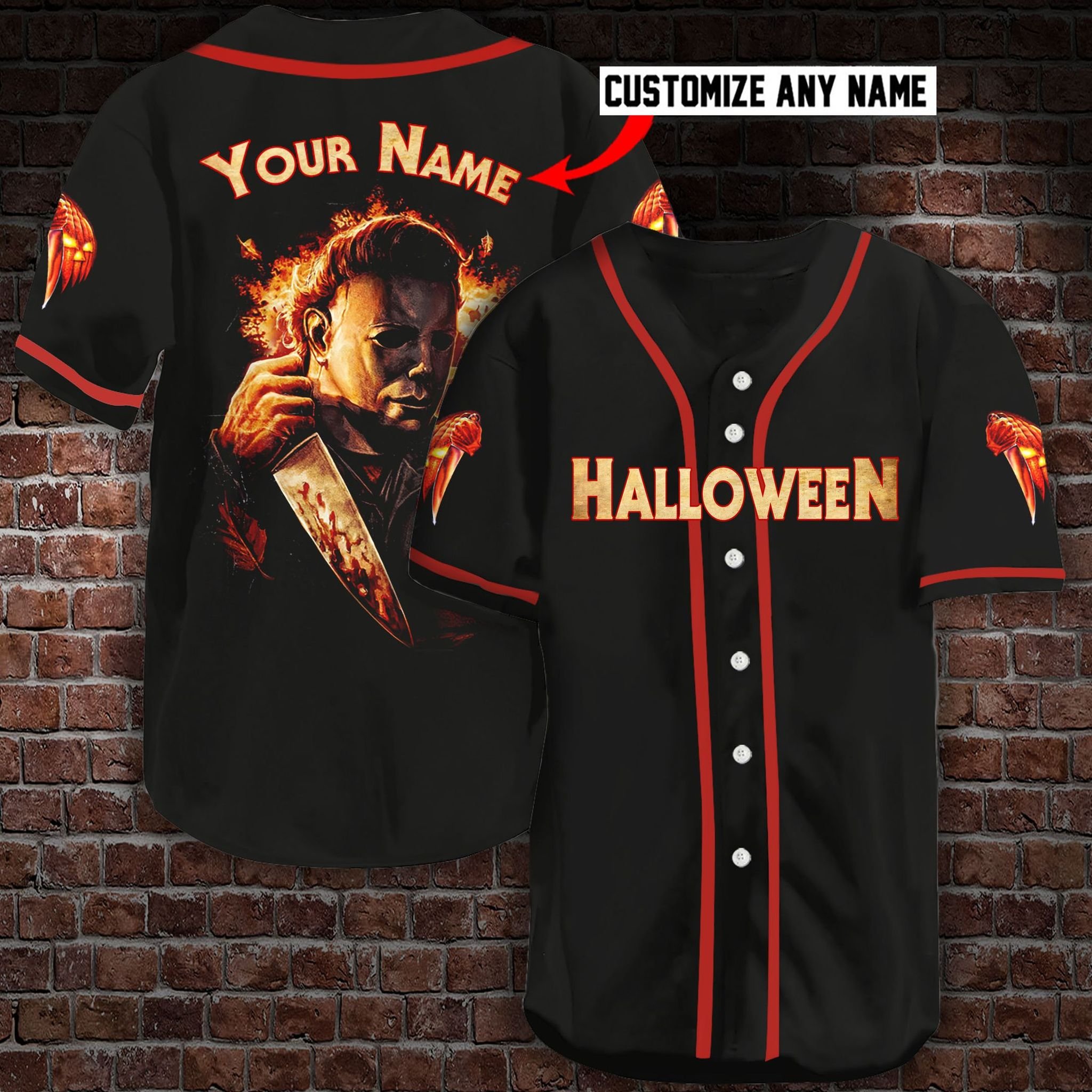 Michael Myers Halloween Custom Personalized Name Baseball Jersey Michael Myers Halloween Custom Personalized Name Baseball Jersey