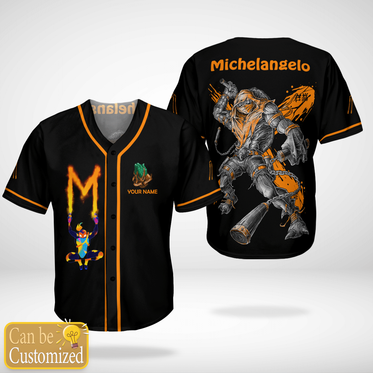 Michelangelo Mikey Custom Name Baseball Jersey Michelangelo Mikey Custom Name Baseball Jersey