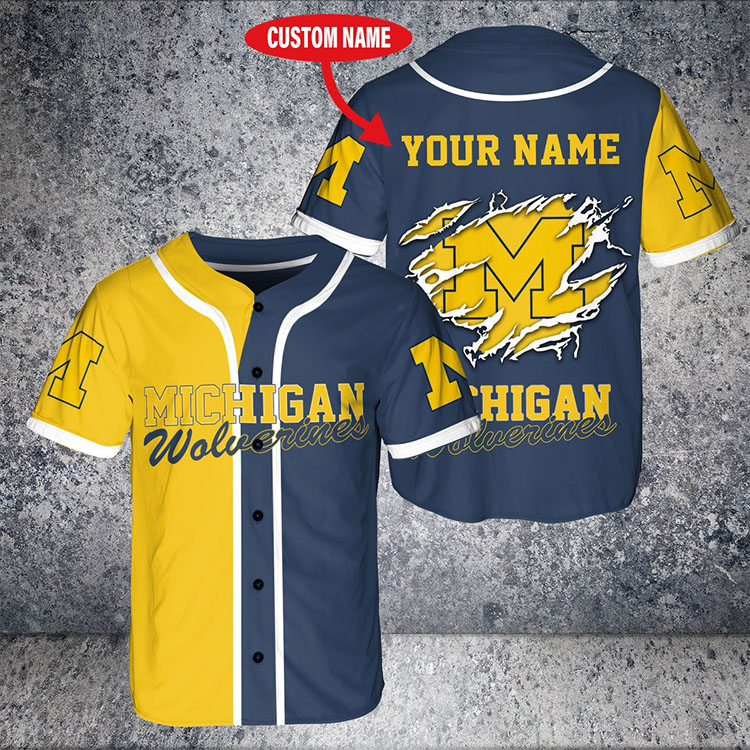 Michigan Wolverines Custom Name Baseball Jersey Michigan Wolverines Custom Name Baseball Jersey