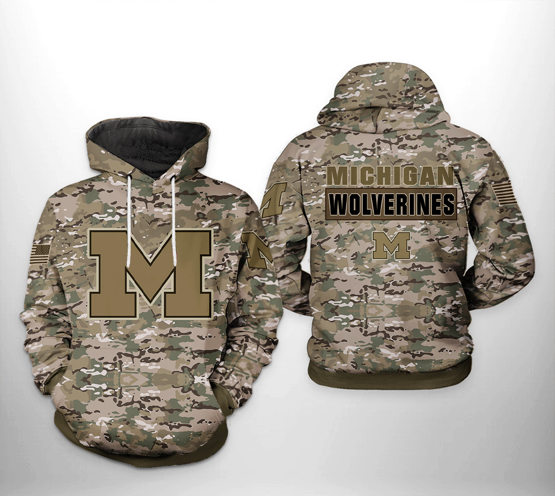 Michigan Wolverines NCAA Camo Veteran 3D Printed Hoodie/Zipper Hoodie - 1d367b901e18 Michigan Wolverines NCAA Camo Veteran 3D Printed Hoodie/Zipper Hoodie - 1d367b901e18