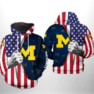 Michigan Wolverines NCAA US Flag 3D Printed Hoodie/Zipper Hoodie - 29ba2dd91143