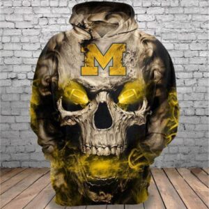 Michigan Wolverines Skull Michigan Wolverines Pullover And Zippered Hoodies Custom 3D Graphic Printed 3D Hoodie All Over Print Hoodie For Men For Women - 57ff6862f9e6