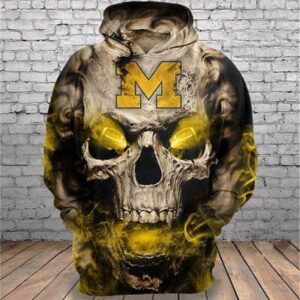 Michigan Wolverines Skull Michigan Wolverines Pullover And Zippered Hoodies Custom 3d Graphic Printed 3d Hoodie All Over Print Hoodie For Men For Women - f55f613560c5