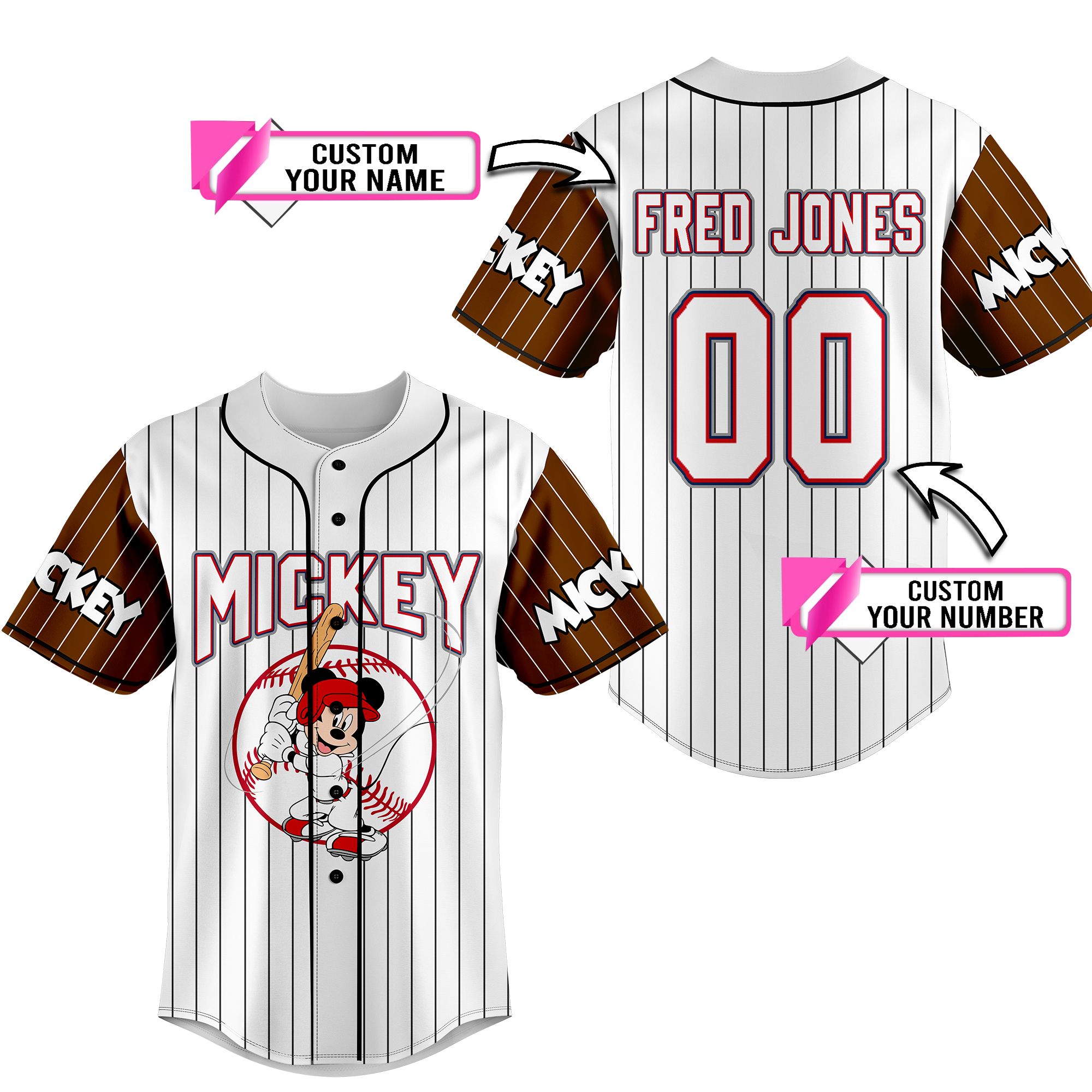 Mickey Mouse Custom Name And Number Baseball Jersey Mickey Mouse Custom Name And Number Baseball Jersey