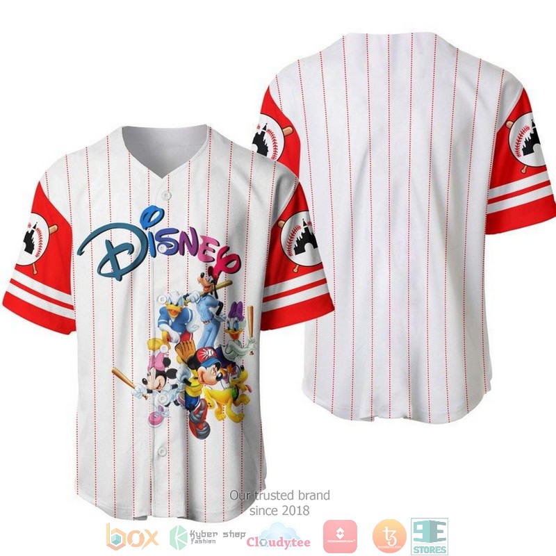 Mickey Mouse & Friends Disney Pinstripe White Baseball Jersey Mickey Mouse & Friends Disney Pinstripe White Baseball Jersey
