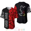 Mickey Mouse Pattern All Over Print Red & Black Baseball Jersey
