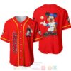 Mickey Mouse Playing Baseball All Over Print Red Baseball Jersey