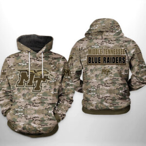Middle Tennessee Blue Raiders NCAA Camo Veteran 3D Printed Hoodie/Zipper Hoodie - 98aa6057cc79