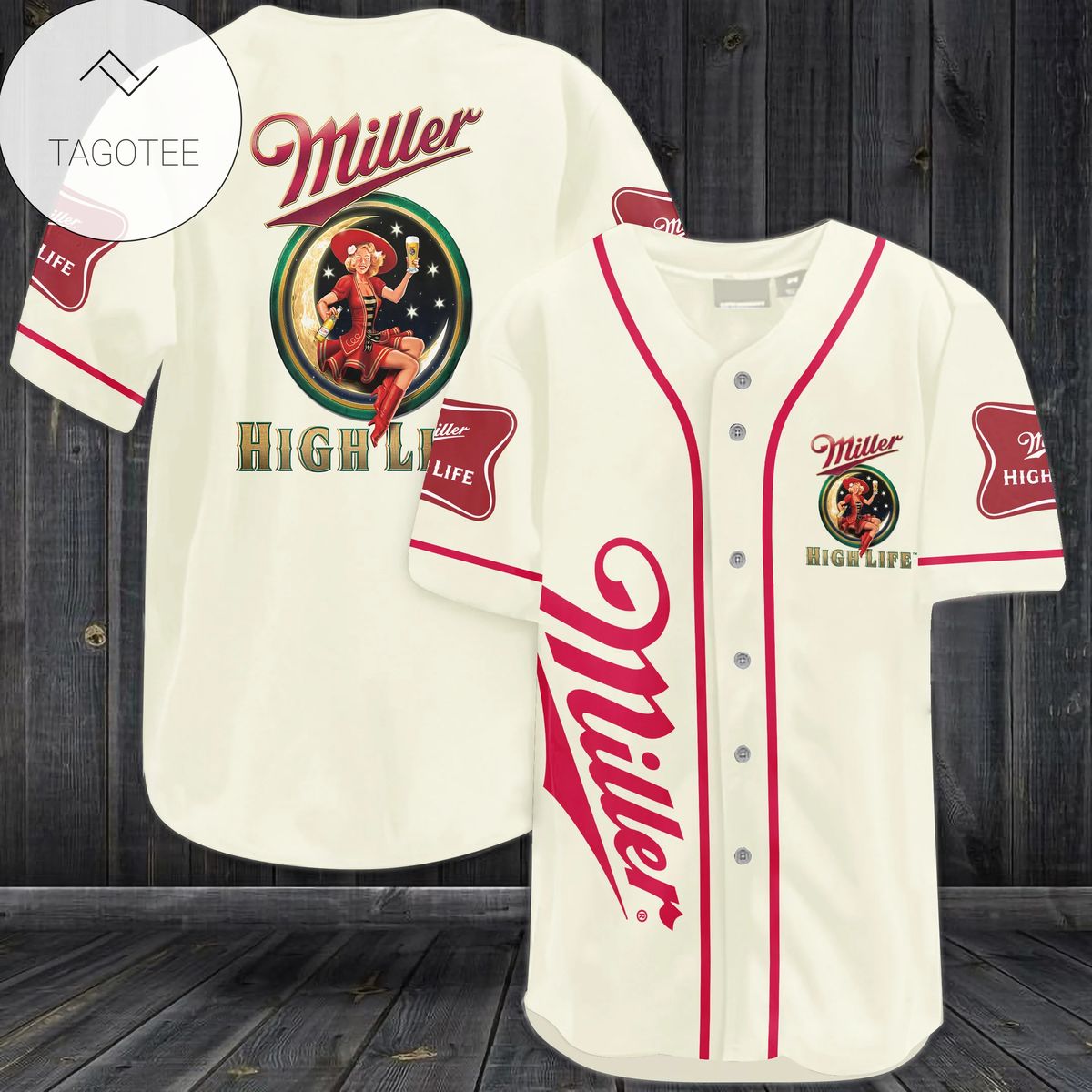 Miller High Life Logo Baseball Jersey Shirt Miller High Life Logo Baseball Jersey Shirt