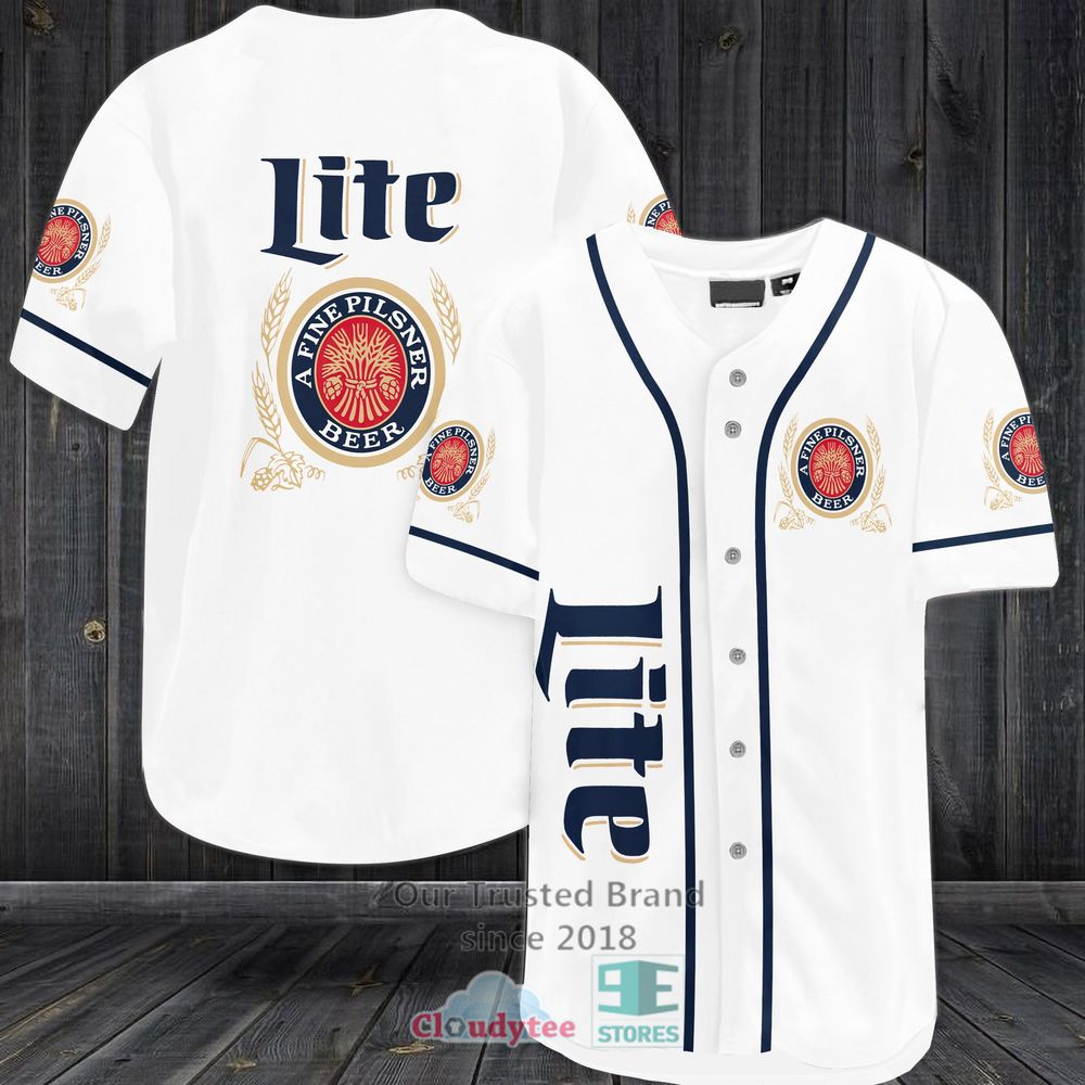 Miller Lite A Fine Pilsner Beer Baseball Jersey Shirt Miller Lite A Fine Pilsner Beer Baseball Jersey Shirt