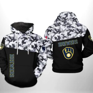 Milwaukee Brewers MLB Camo Veteran 3D Printed Hoodie/Zipper Hoodie - c46e8dde5f17