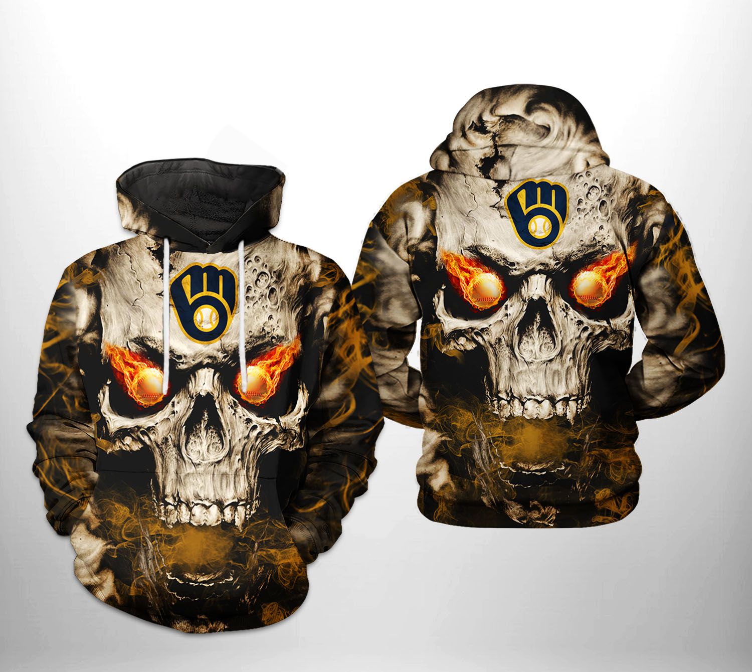 Milwaukee Brewers MLB Skull 3D Printed Hoodie/Zipper Hoodie - d301e35b8564 Milwaukee Brewers MLB Skull 3D Printed Hoodie/Zipper Hoodie - d301e35b8564