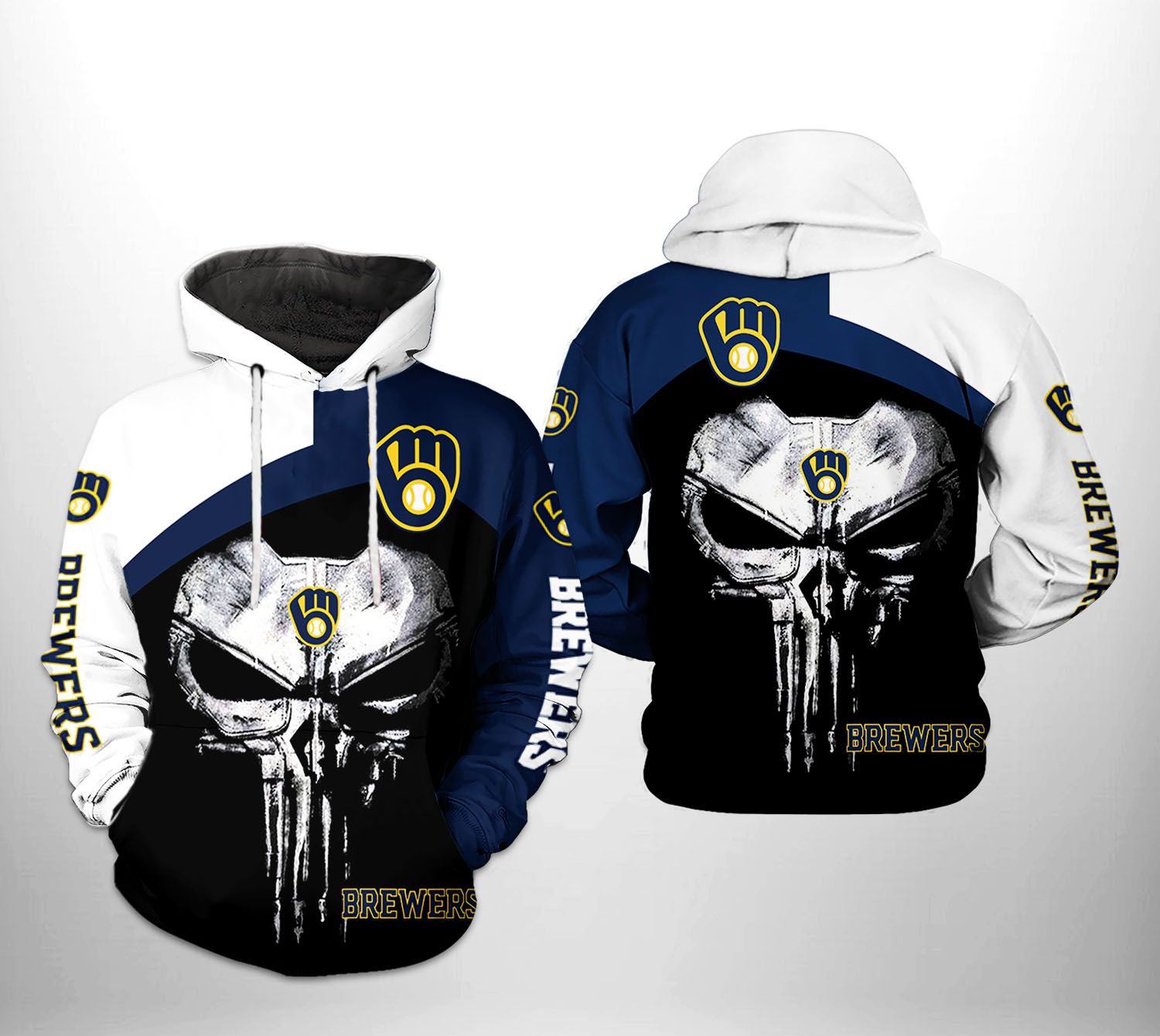 Milwaukee Brewers MLB Skull Punisher 3D Printed Hoodie/Zipper Hoodie - 707673ceeabf Milwaukee Brewers MLB Skull Punisher 3D Printed Hoodie/Zipper Hoodie - 707673ceeabf