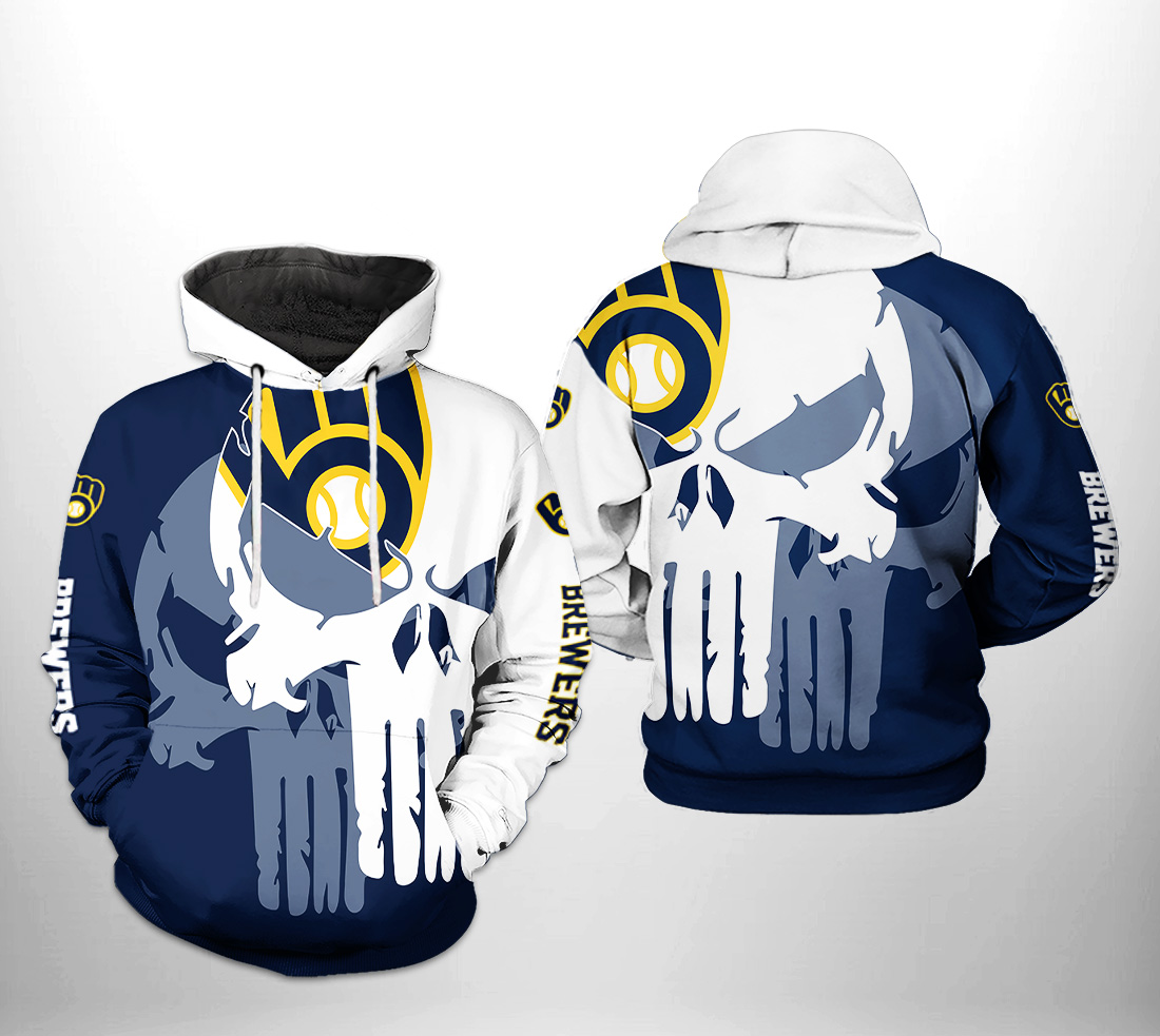 Milwaukee Brewers MLB Team Skull 3D Printed Hoodie/Zipper Hoodie - 863c795dffa7 Milwaukee Brewers MLB Team Skull 3D Printed Hoodie/Zipper Hoodie - 863c795dffa7